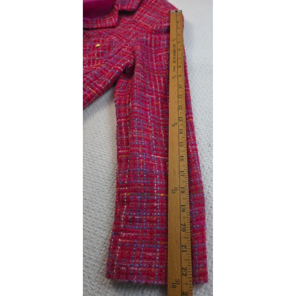 Vintage Lew Magram Womens Sz 8 2 Piece Skirt Suit Fuchsia Boucle Tweed Blazer